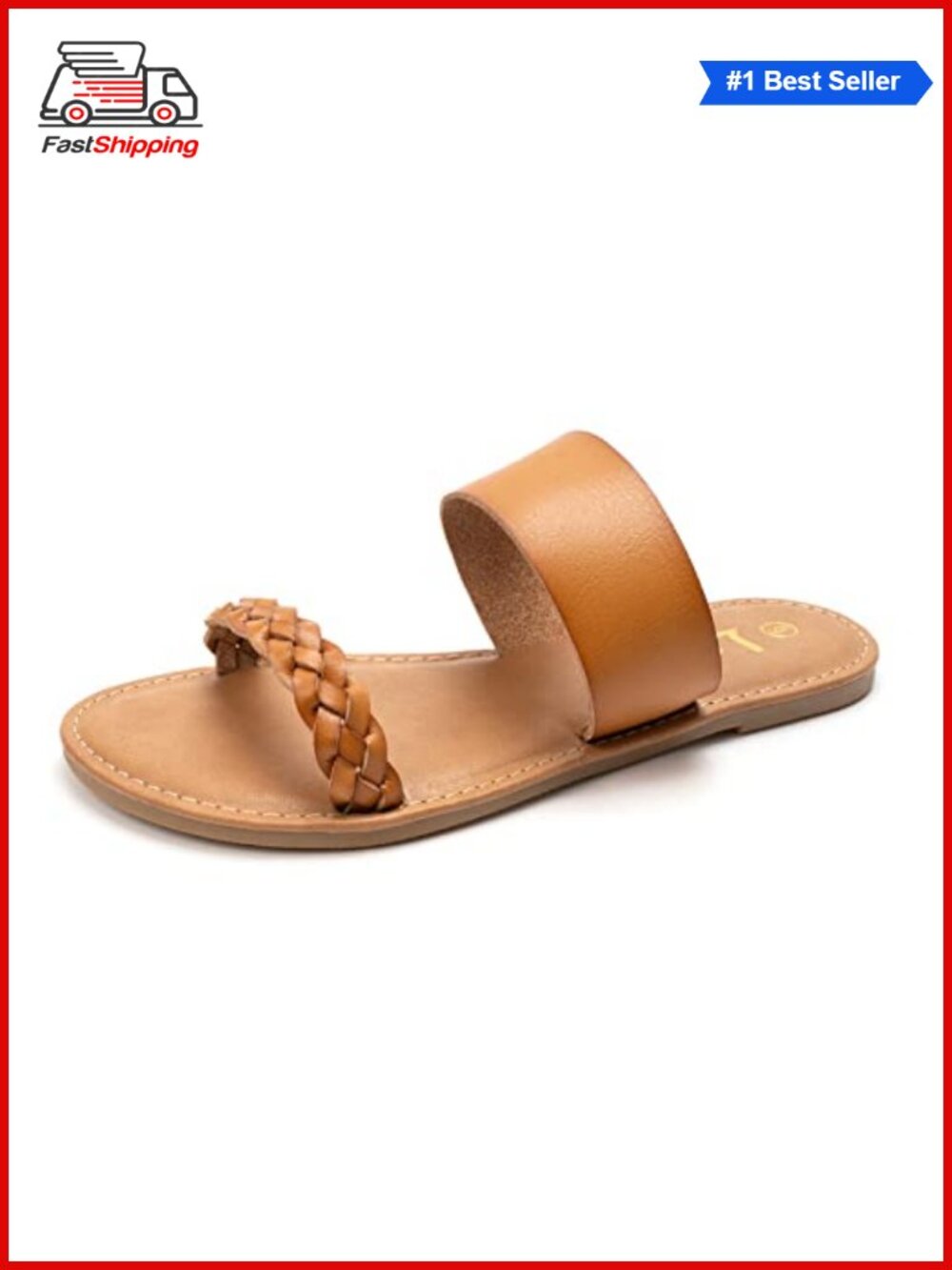Women's Braided Slide Sandals Open Toe Two Band Slip On Flat Sandals Casual